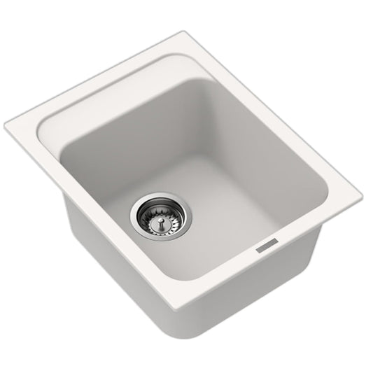 Carysil Quartz Jade 400 Single Bowl Kitchen Sink, Real Stone Finish, 304 Stainless Steel Coupling, Kitchen Sink with Sloping Drain, Noise Reduction Design, 16x20x8 inches, Snova