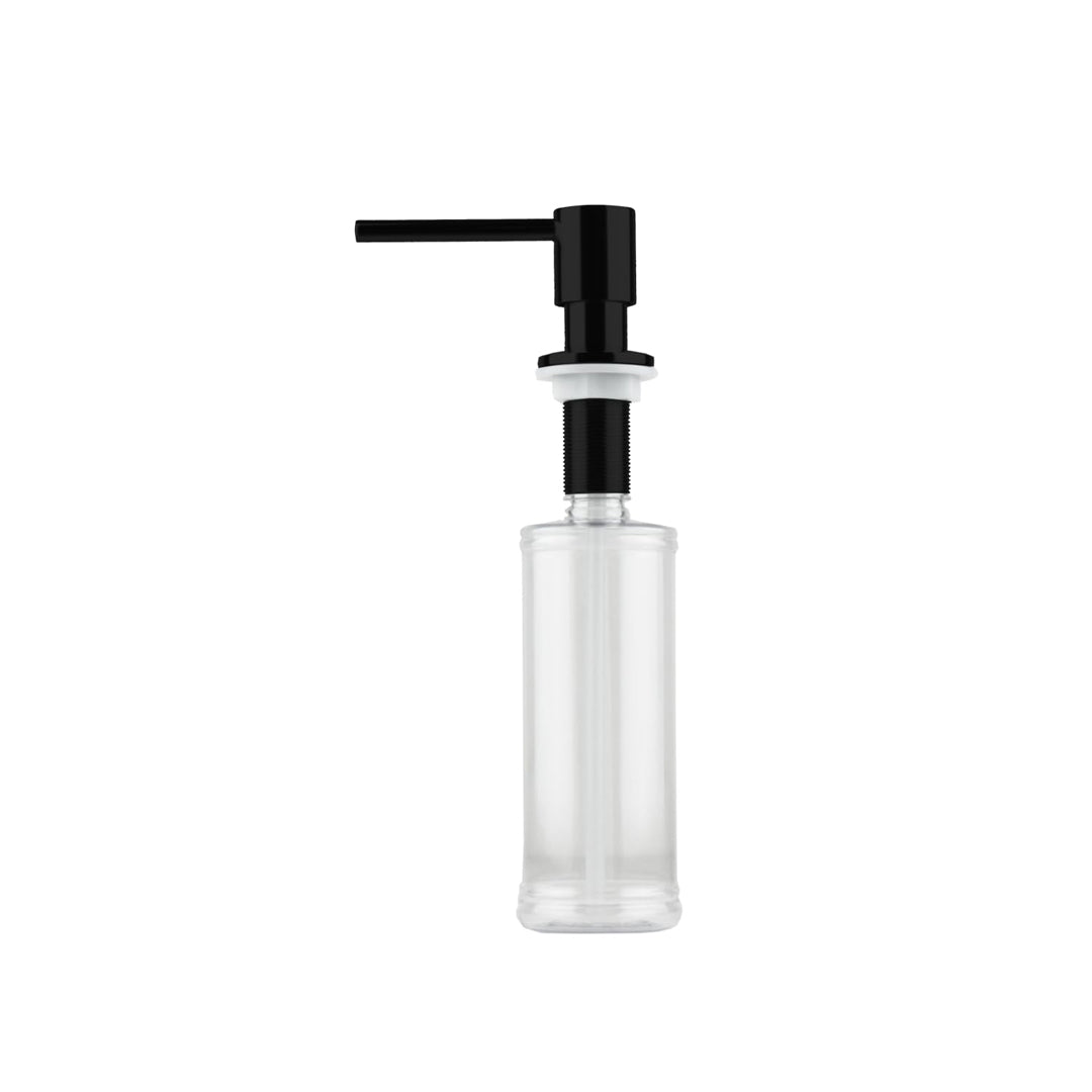 Carysil Kitchen Sink Soap Dispenser, 300ml Top Refill Built-in Countertop Stainless Steel Pump with 360° Rotating Head for Liquid Soap, Matt Black